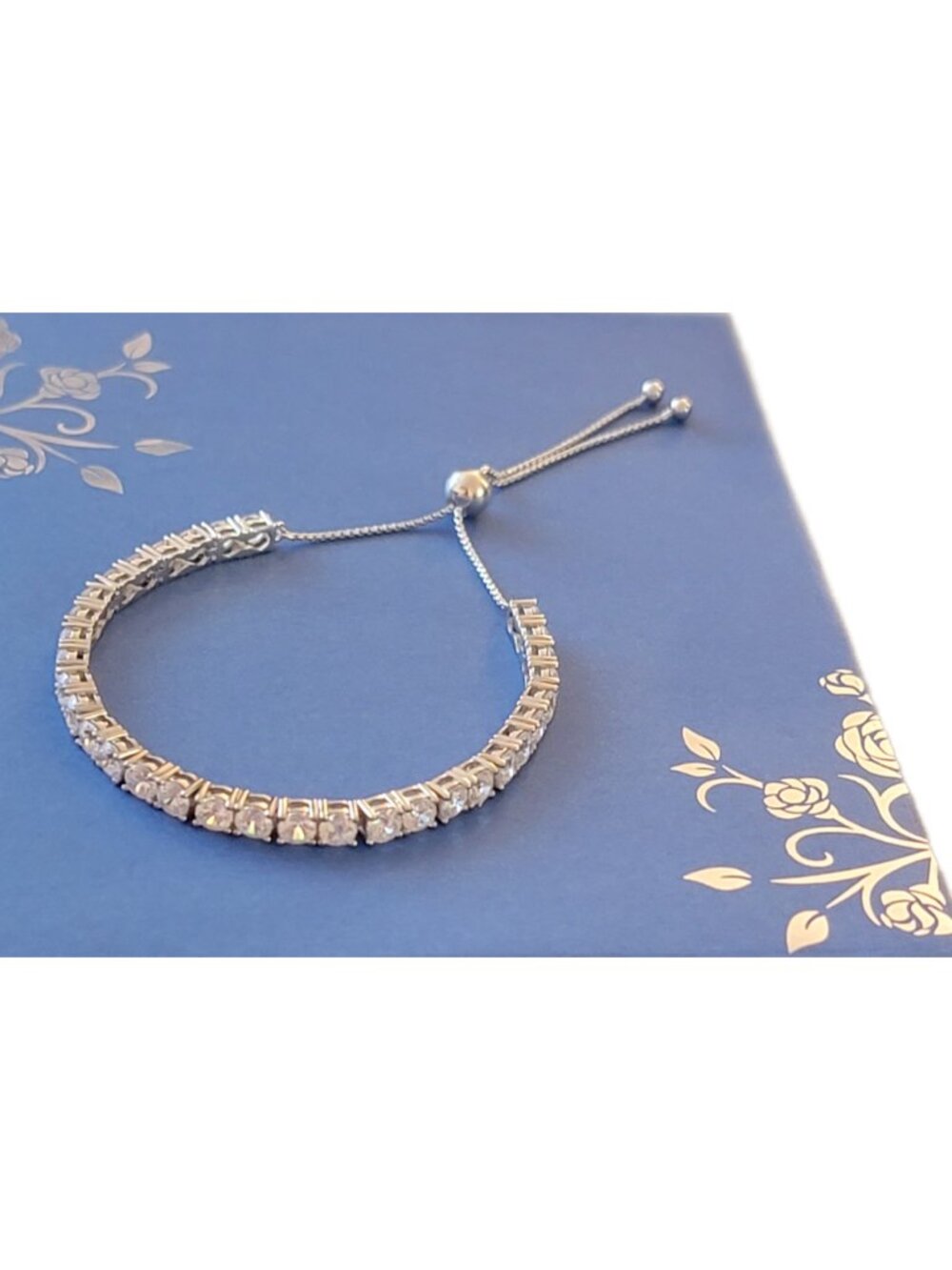 925 Sterling Silver Adjustable Tennis Bracelet Clear CZ Adjustable NWT